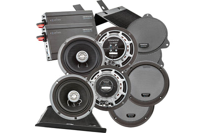 Kenwood eXcelon P-HD4UT Front + Rear Amplified Audio Package fits 2014+ Harley Davidson Motorcycles w/Tour Pak