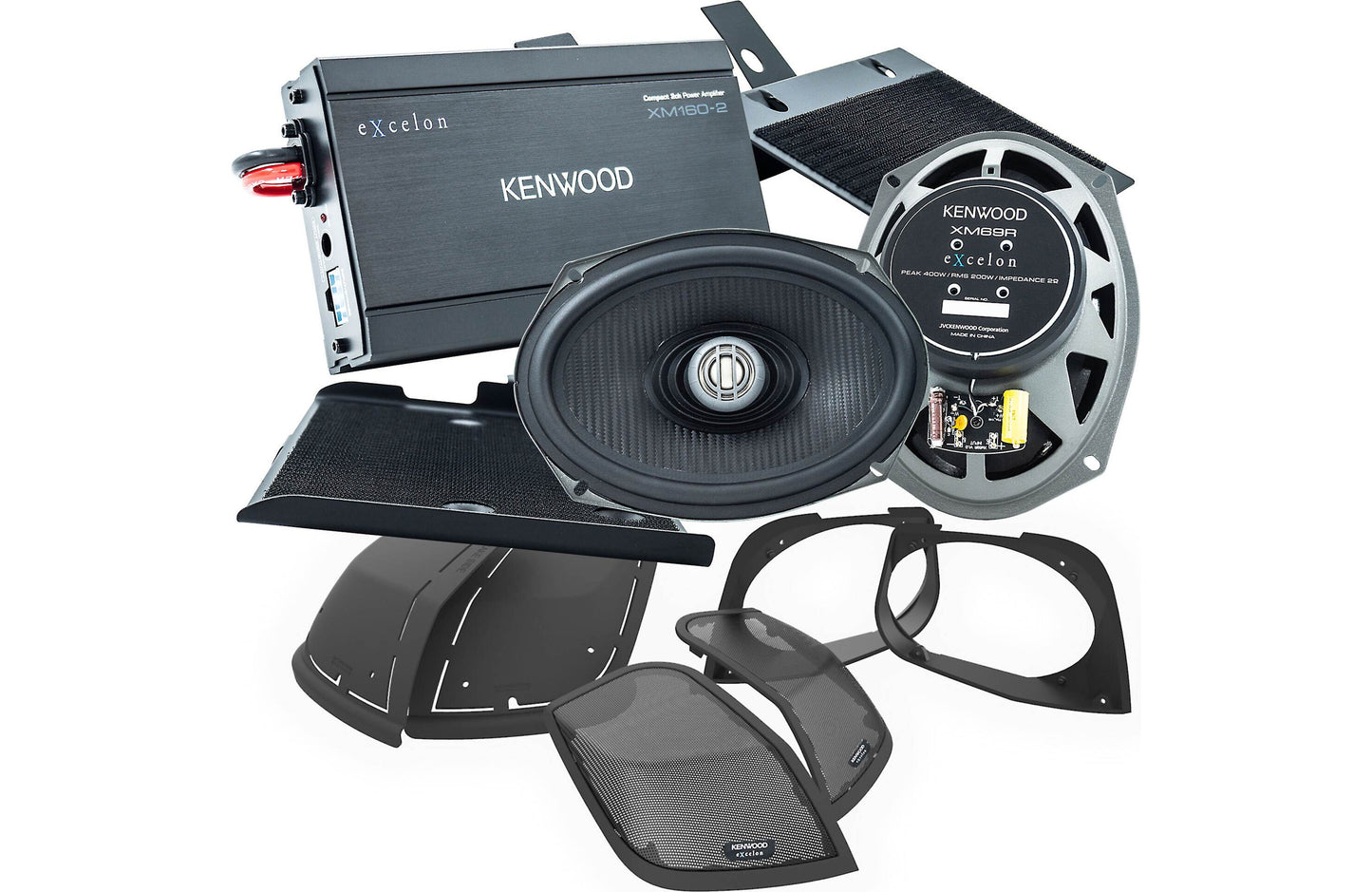 Kenwood eXcelon P-HD2R Rear Amplified Audio Package fits 2014+ Harley Davidson Motorcycles