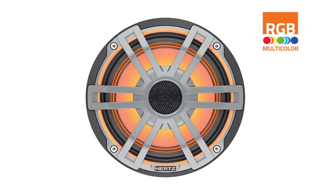Hertz HEX 6.5 S-LD-G 6.5" 50W RMS 4-Ohm Marine Coaxial Speakers with RGB LEDs Gray Sport Grilles (Pair)
