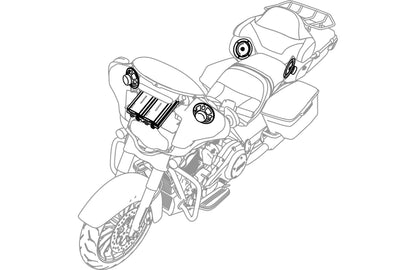 Kenwood eXcelon P-HD4UT Front + Rear Amplified Audio Package fits 2014+ Harley Davidson Motorcycles w/Tour Pak