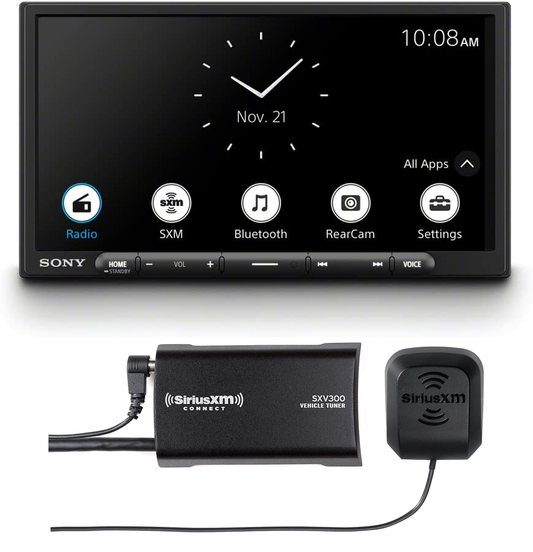 Sony XAV-AX4000 6.95" Wireless Apple CarPlay Android Auto Media Receiver, 14-Band EQ + SXV300V1 SiriusXM Vehicle Tuner Bundle