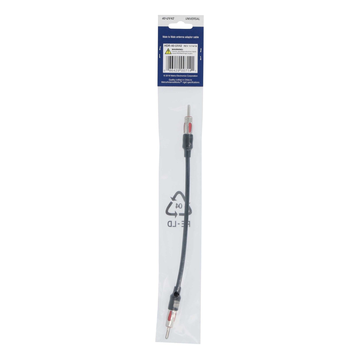 Metra 40-UV42 Universal Male-to-Male Antenna Adapter Cable