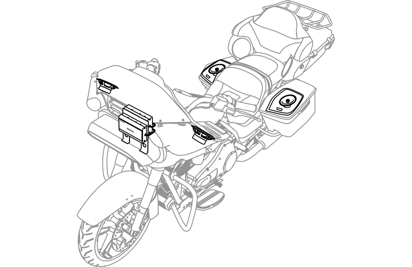 Kenwood eXcelon P-HD3FR Front + Rear Amplified Audio Package fits 2014+ Harley Davidson Motorcycles