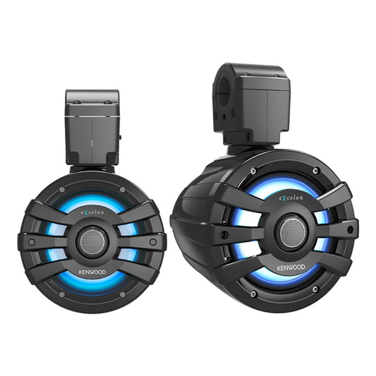 Kenwood eXcelon XM65TBL 6.5 Inch 2 Way Marine & Powersports Tower Speakers Pair (Black)