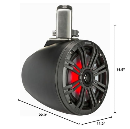 Kicker 45KMTC8 8" Loaded Marine Wake Tower Enclosures, Black