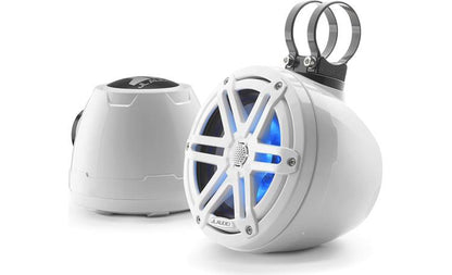 JL Audio M3-650VEX-Gw-S-Gw-i 6.5-inch RGB LED Tower Coaxial System, White Sport Grilles 93402
