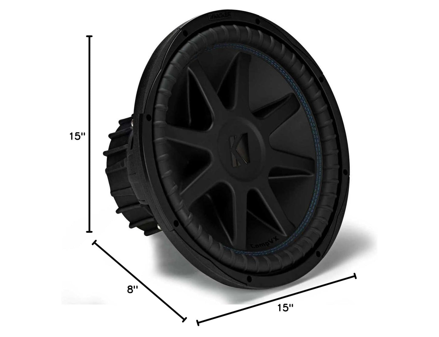 Kicker CompVX 15"(38cm) Subwoofer, 50CVX154, DVC 2-ohm, 1,000 Watts RMS