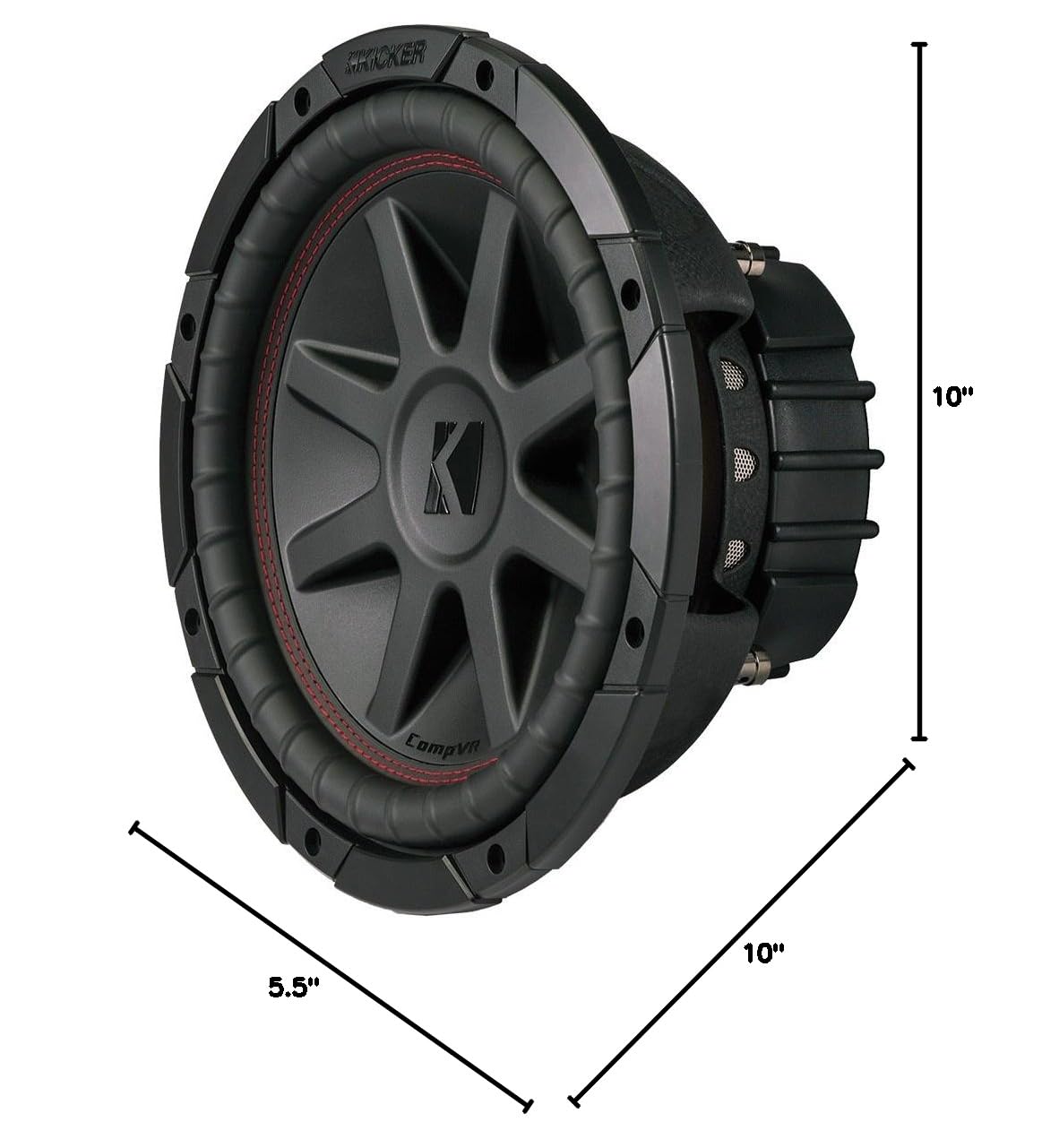 Kicker CompVR 10-Inch (25cm) Subwoofer, DVC, 4-Ohm, 350W