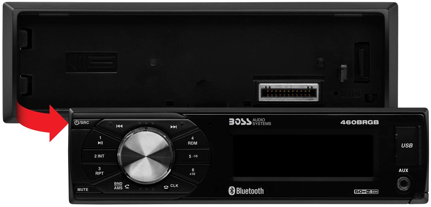 BOSS Audio Elite 460BRGB Car Stereo - Single Din, Bluetooth, AM/FM/USB/AUX (No CD)