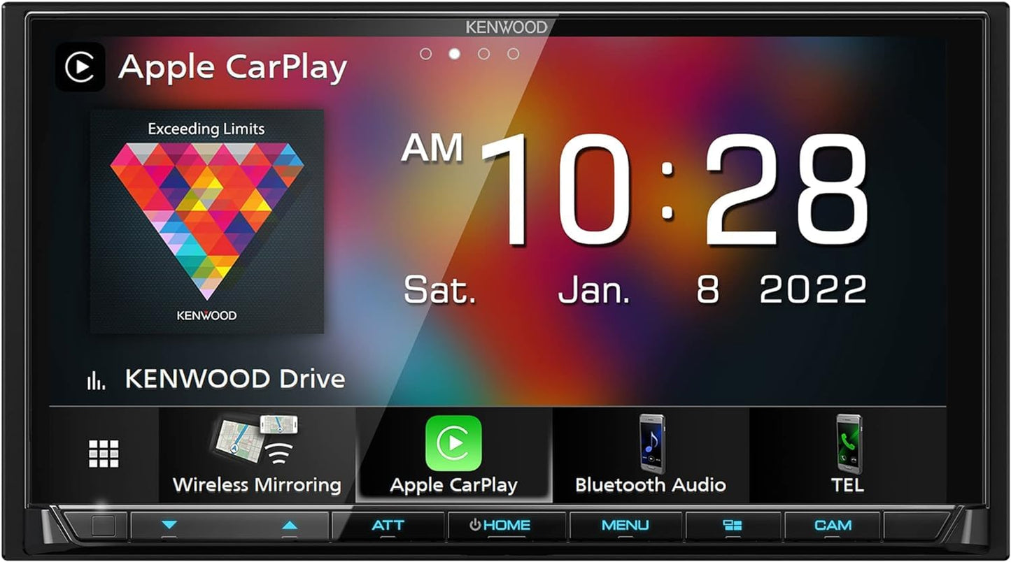 Kenwood eXcelon DMX9708S Car Stereo + CMOS-240U Backup Camera – 6.95" Capacitive Touchscreen, Wireless CarPlay, Wireless Android Auto, Bluetooth
