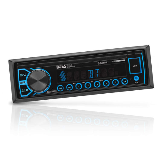 BOSS Audio 455BRGB Car Stereo - Single Din, Bluetooth AM/FM/AUX/USB (No CD)