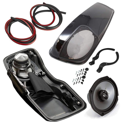 Kicker 46HDBL69VB Painted Left and Right Bag Lid Kit with 6x9 Speakers for Harley Davidson Motorcycles