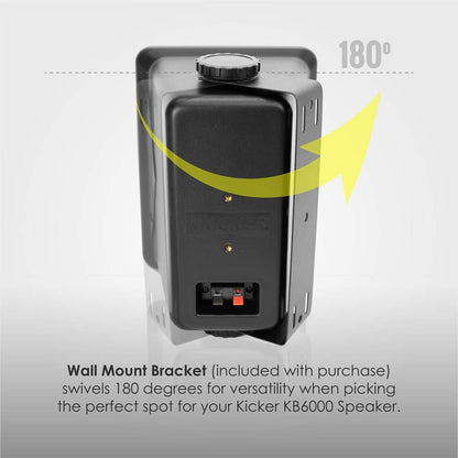 Kicker 46KB6B KB6 6.5" Indoor/Outdoor Speakers, 75W RMS, 8Ω, Black Pair