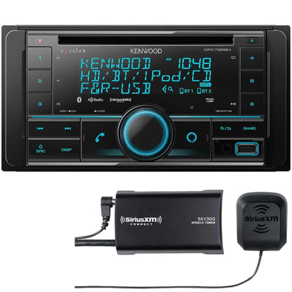 Kenwood eXcelon DPX795BH AM FM HD CD Dual USB AUX Bluetooth Car Stereo + SXV300V1 SiriusXM Satellite Tuner