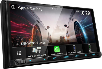 Kenwood eXcelon DMX908S 6.75″ Digital Multimedia Receiver with Wireless CarPlay, Android Auto, HD Radio + CMOS-240U HD Backup Camera Bundle