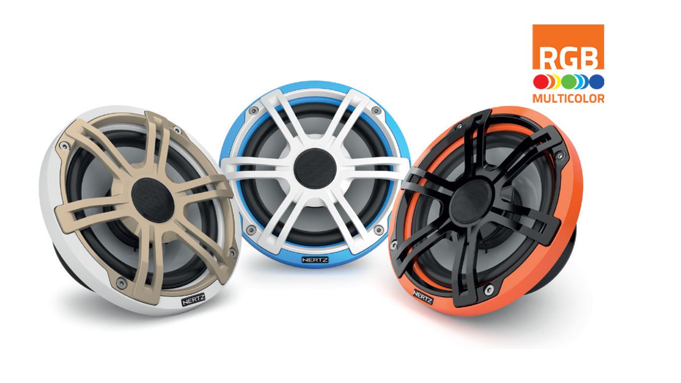 Hertz HEX 6.5 S-LD-G 6.5" 50W RMS 4-Ohm Marine Coaxial Speakers with RGB LEDs Gray Sport Grilles (Pair)