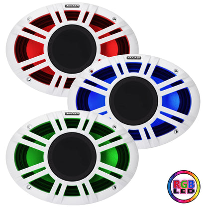 Kicker 48KMXL69 6x9 4-Ohm RGB LED KMXL Horn-Loaded Marine Coaxial Speakers, Pair