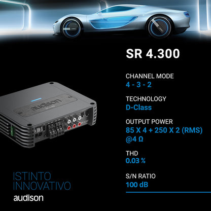Audison SR 4.300.2 D-Class 4-Channel Amplifier 130 Wrms X 4 at 2-Ohms