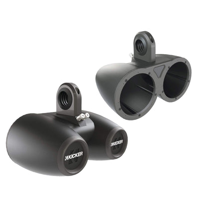 Kicker 12KMTED Pair of Dual 6.5" Wake Tower/Roll Bar Speaker Enclosures, Black