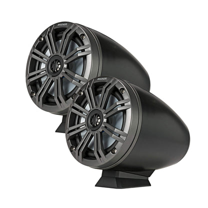 Kicker KMFC65 6.5" Flat Mount Loaded Marine Wake Towers, Black