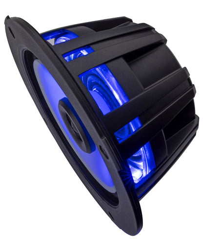 Kicker 51KM614FL 6.5-Inch (165mm) Thin-Mount Marine Coaxial Speakers with RGB LEDs