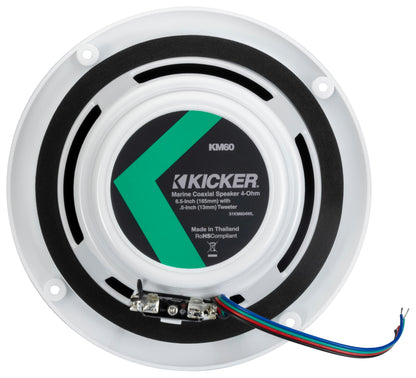 Kicker 51KM604WL KM 6.5" 4Ω LED Marine Coaxial Speakers - Pair