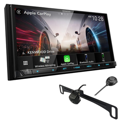 Kenwood eXcelon DMX9708S 6.95" AM FM HD Bluetooth Car Stereo Wireless CarPlay Android Auto + CMOS-320LP Camera