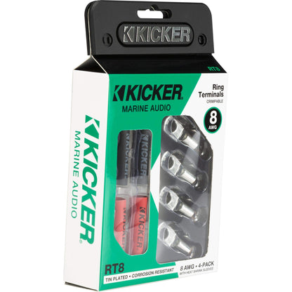 Kicker 47RT8 Nickel Plated 8awg 5/16' Ring Terminal 4 Pack