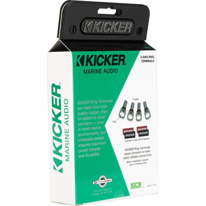 Kicker 47RT8 Nickel Plated 8awg 5/16' Ring Terminal 4 Pack