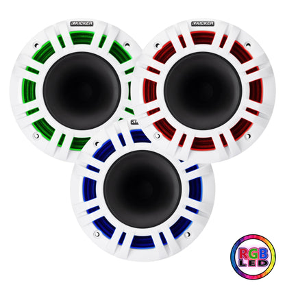 Kicker 48KMXL65 6.5" 4-Ohm RGB-LED KMXL Horn-Loaded Marine Coaxial Speakers, Pair