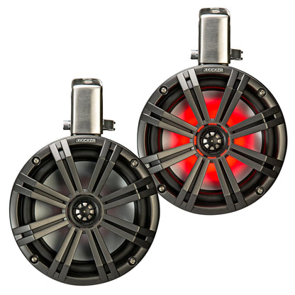 Kicker 45KMTC8 8" Loaded Marine Wake Tower Enclosures, Black