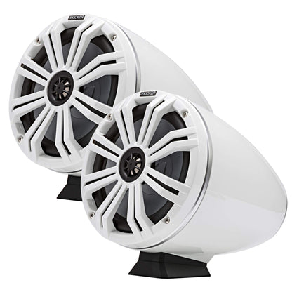 Kicker KMFC8W 8" Flat Mount Loaded Marine Wake Towers, White