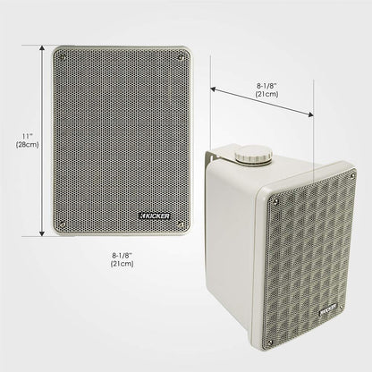 Kicker 46KB6G 2-Way Full Range Indoor Outdoor Speakers (Pair) Weatherproof Speakers (White)