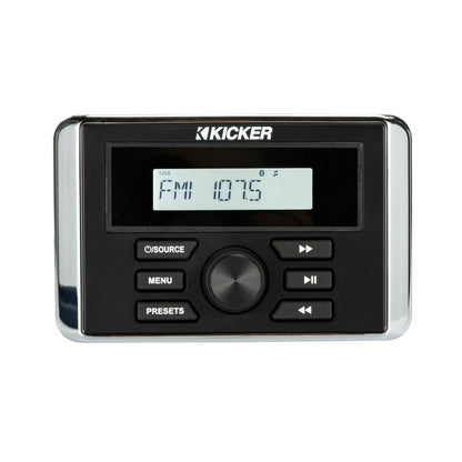 Kicker 46KMC3 Marine Weather-Resistant Gauge-Style Media Center with Bluetooth