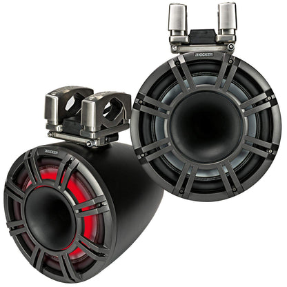 Kicker KMTC114 11" Horn-Loaded Wake Tower Speaker System in Black, Pair, 4 Ohm