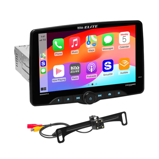 BOSS Elite BE9ACP.XC SDIN Car Stereo, Apple CarPlay, Android Auto, SXM Ready, + Backup Camera