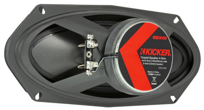 Kicker 51KSC41004 Coaxial Speaker System, 2-Way Design, Pair, 4" x 10"