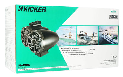 Kicker KMFC65W 6.5" Flat Mount Loaded Marine Wake Towers, White
