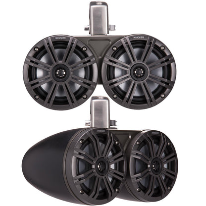 Kicker 45KMTDC65 Marine Tower Speakers with Swivel Clamps & 45KM654L (Black)
