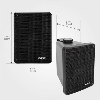 Kicker 46KB6B KB6 6.5" Indoor/Outdoor Speakers, 75W RMS, 8Ω, Black Pair