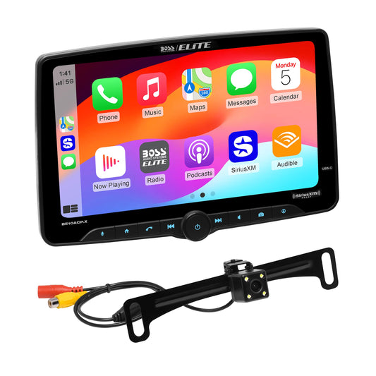 BOSS Elite BE10ACP.XC SDIN 10" Floating Screen AM FM BT USB Stereo, CarPlay, Android Auto, Backup Camera