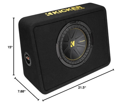 Kicker 50TCWC104 CompC 10" Subwoofer in Thin Profile Enclosure 4-Ohm