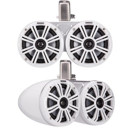 Kicker 45KMTDC65 Marine Tower Speakers with Swivel Clamps & 45KM654L (White)