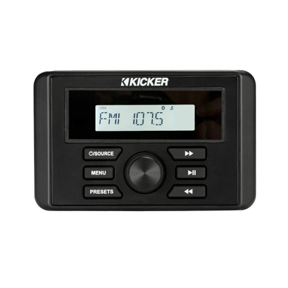 Kicker 46KMC3 Marine Weather-Resistant Gauge-Style Media Center with Bluetooth