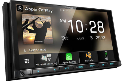 Kenwood eXcelon DMX958XR 6.8″ Digital Multimedia Receiver with Wireless CarPlay, Android Auto, HD Radio + CMOS-740HDLP License Plate Camera