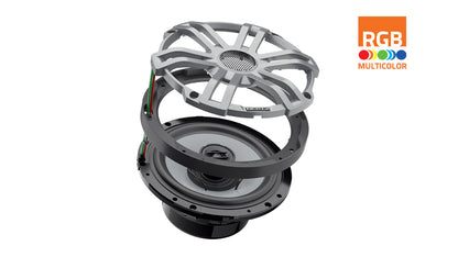 Hertz HEX 6.5 S-LD-G 6.5" 50W RMS 4-Ohm Marine Coaxial Speakers with RGB LEDs Gray Sport Grilles (Pair)
