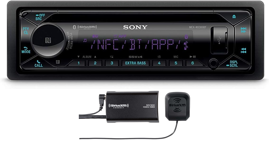 Sony MEX-N5300BT CD Receiver with Dual Bluetooth, Front USB, FLAC, EXTRA BASS + SXV300V1 SiriusXM Vehicle Tuner Bundle