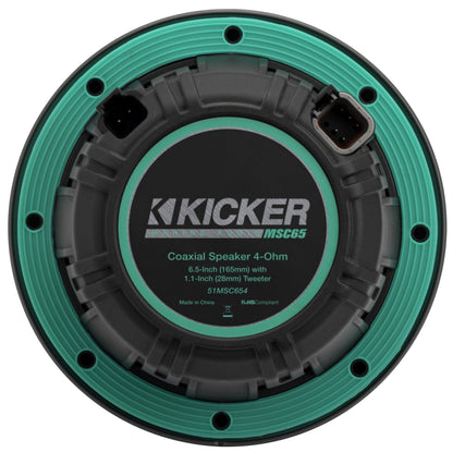 Kicker 51MSC654 - MSC 6.5-Inch Premium Marine 4-Ohm LED Coaxial System, Pair
