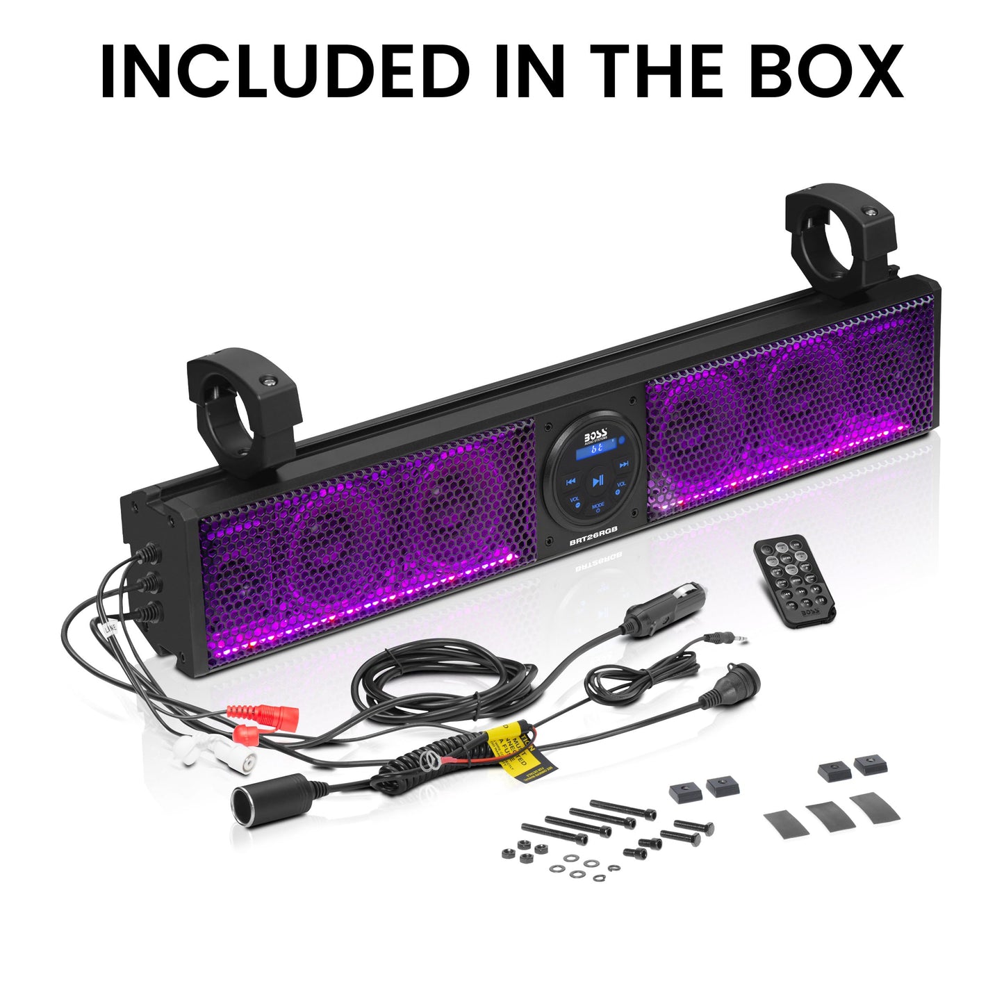 BOSS Audio Systems BRT26RGB ATV UTV 26" Multi-Color LED Self-Amplified Sound Bar USB