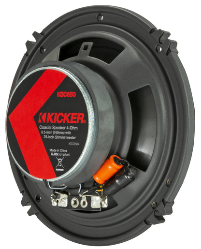 Kicker 51KSC6504 Coaxial Speaker System, 2-Way Design, Pair, 6.5", Pair